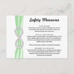 Tarjeta De Recepción Medidas de Seguridad Infinity Diamante Cinta Verde