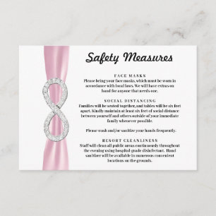 Tarjeta De Recepción Medidas de Seguridad Infinity Diamond de lazo rosa