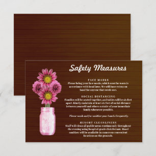 Tarjeta De Recepción Medidas de seguridad para frasco de albañil floral