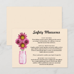 Tarjeta De Recepción Medidas de Seguridad para Frasco de Mason con Flor