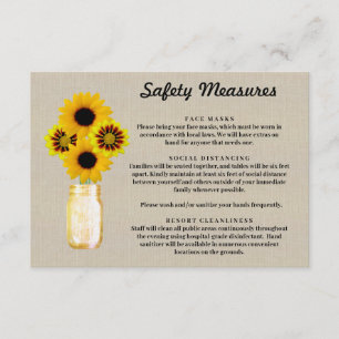Tarjeta De Recepción Medidas de seguridad para frasco de Mason floral d