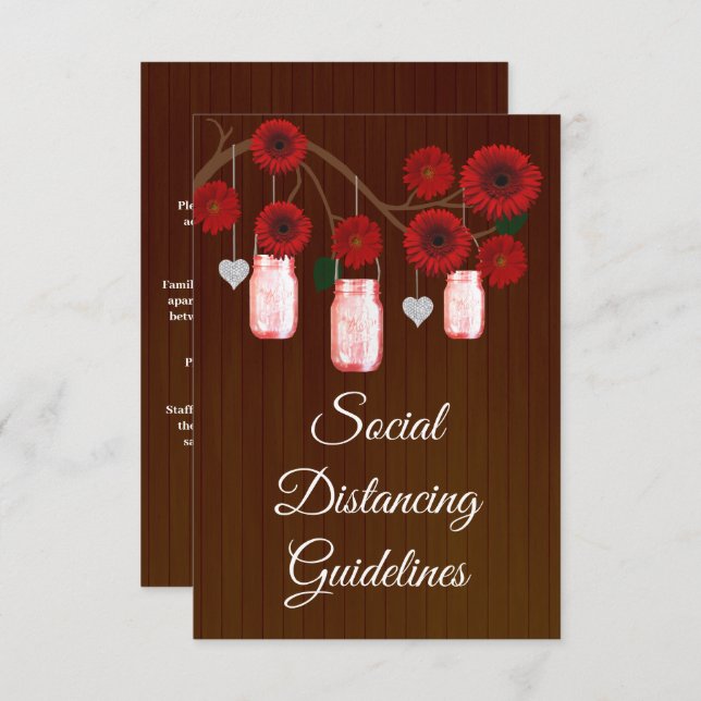 Tarjeta De Recepción Medidas de Seguridad para Frasco de Mason Floral R (Anverso / Reverso)