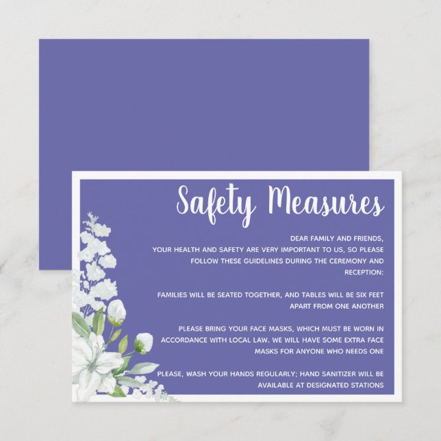 Tarjeta De Recepción Medidas de seguridad para las flores blancas román (Anverso / Reverso)
