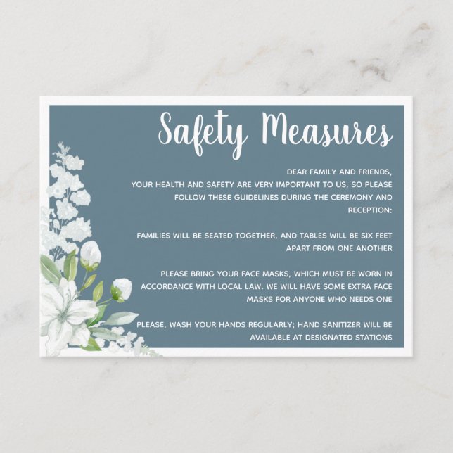 Tarjeta De Recepción Medidas de seguridad para las flores blancas román (Anverso)