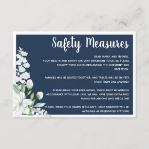 Tarjeta De Recepción Medidas de seguridad para las flores blancas román