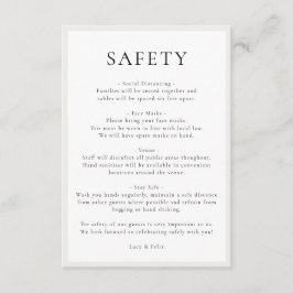 Tarjeta De Recepción Medidas de seguridad | Pautas de Covid Boda Elegan
