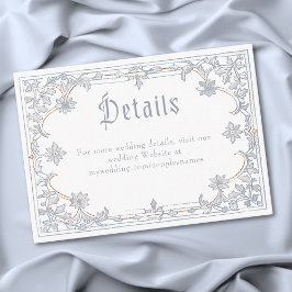 Tarjeta De Recepción Medieval Fantasy Frame Blue Gold Etching Wedding