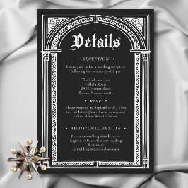 Tarjeta De Recepción Medieval gótico blanco negro hasta Boda de muerte