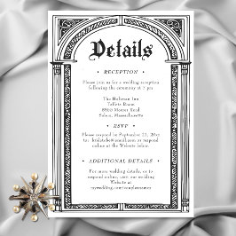 Tarjeta De Recepción Medieval gótico blanco negro hasta Boda de muerte