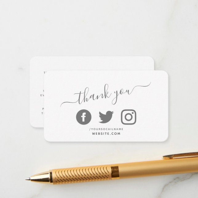 Tarjeta De Recepción Medios sociales Código QR blanco gracias a descuen (Anverso/Reverso In Situ)