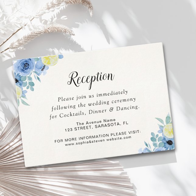 Tarjeta De Recepción Mediterranean Lemon-Themed Wedding (Subido por el creador)