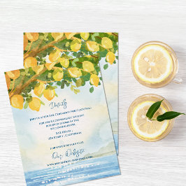 Tarjeta De Recepción Mediterranean Lemon Watercolor Wedding Details