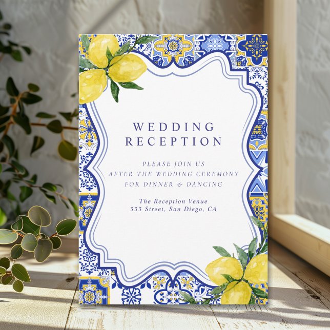 Tarjeta De Recepción  Mediterranean Tile Wedding with Lemons (Subido por el creador)
