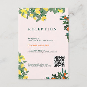 Tarjeta De Recepción Mediterráneo Italia Grecia Limón Rosa Boda