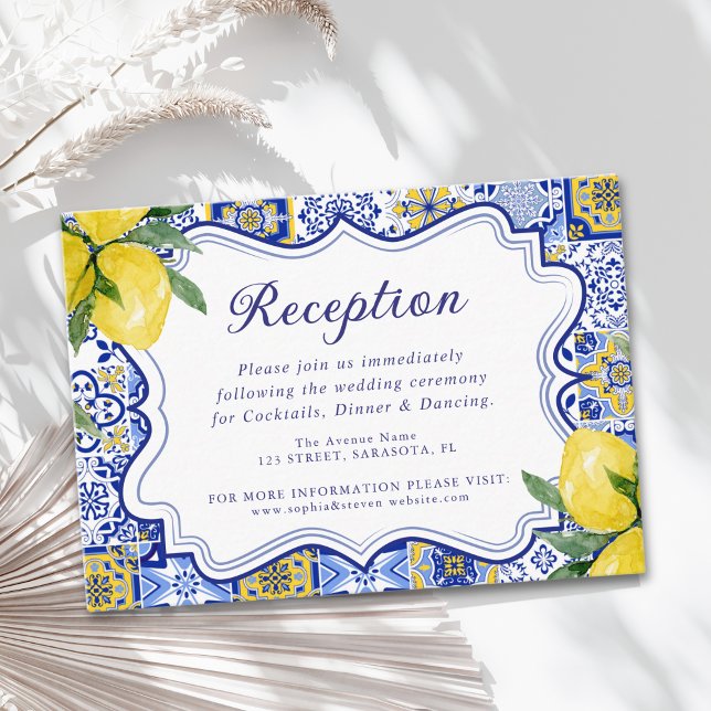 Tarjeta De Recepción Meditterranean Wedding with italian tiles (Subido por el creador)