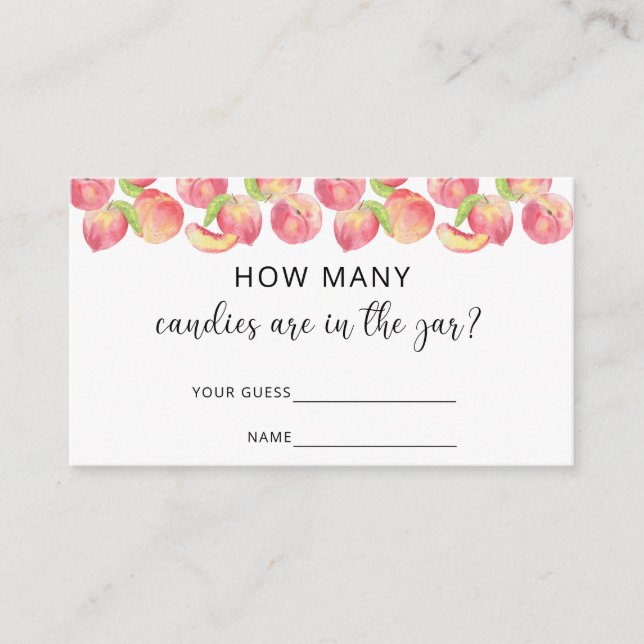Tarjeta De Recepción Melocotón acuarela cuántos caramelos hay en el fra (Anverso)