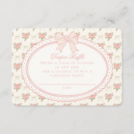 Tarjeta De Recepción Melocotón y beige inserto de rifa de pañal floral 