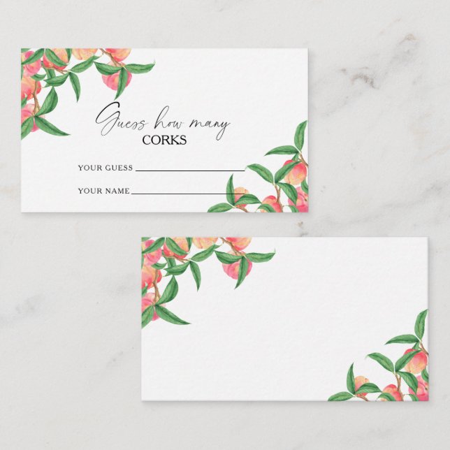 Tarjeta De Recepción Melocotones - adivinen cuántos corchos juegan novi (Anverso / Reverso)
