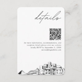 Tarjeta De Recepción Memphis Boda detalla el código QR pequeño