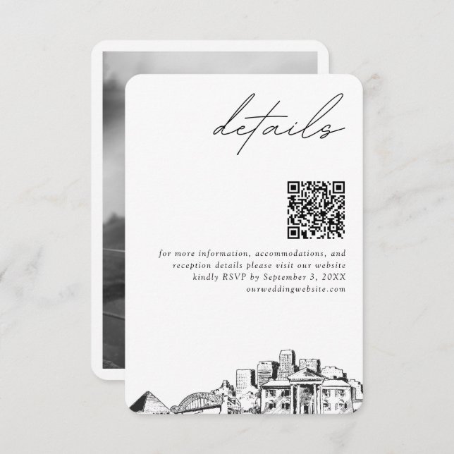 Tarjeta De Recepción Memphis Boda detalla el código QR pequeño (Anverso / Reverso)