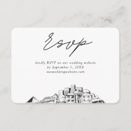 Tarjeta De Recepción Memphis Boda Minimalista Sketch RSVP