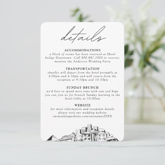 Tarjeta De Recepción Memphis Boda pequeños detalles verticales (Anverso de pie)
