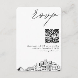 Tarjeta De Recepción Memphis Wedding RSVP Código QR pequeño
