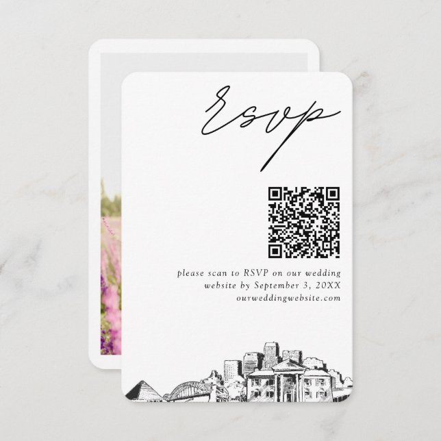 Tarjeta De Recepción Memphis Wedding RSVP Código QR pequeño (Anverso / Reverso)