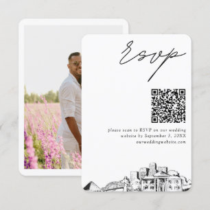Tarjeta De Recepción Memphis Wedding RSVP Código QR pequeño