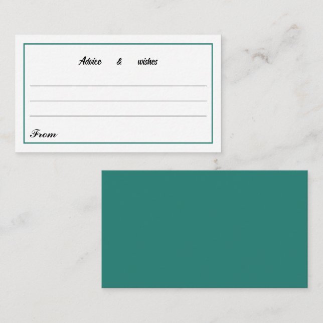 Tarjeta De Recepción Mensaje para nueva pareja verde simple (Anverso / Reverso)