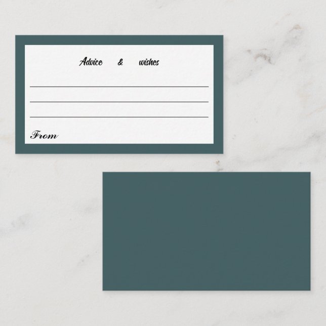 Tarjeta De Recepción Mensaje para nueva pareja verde simple (Anverso / Reverso)