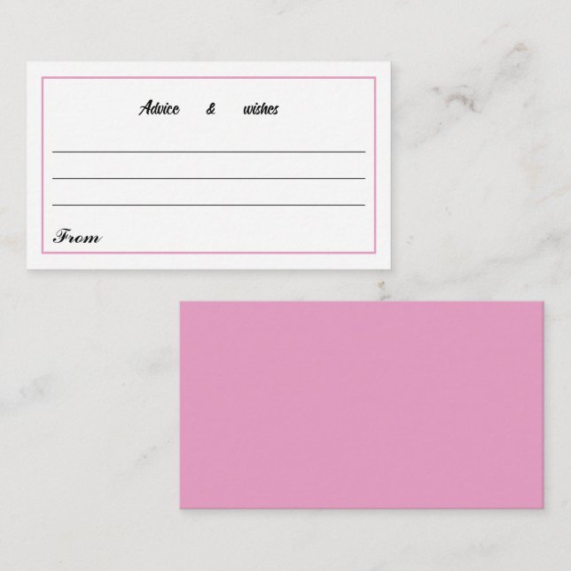 Tarjeta De Recepción Mensaje Para Nuevo Rosa De Luz Simple De Pareja (Anverso / Reverso)