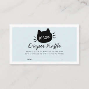 Tarjeta De Recepción Meow Cat Blue Baby Shower Diaper Raffle Ticket