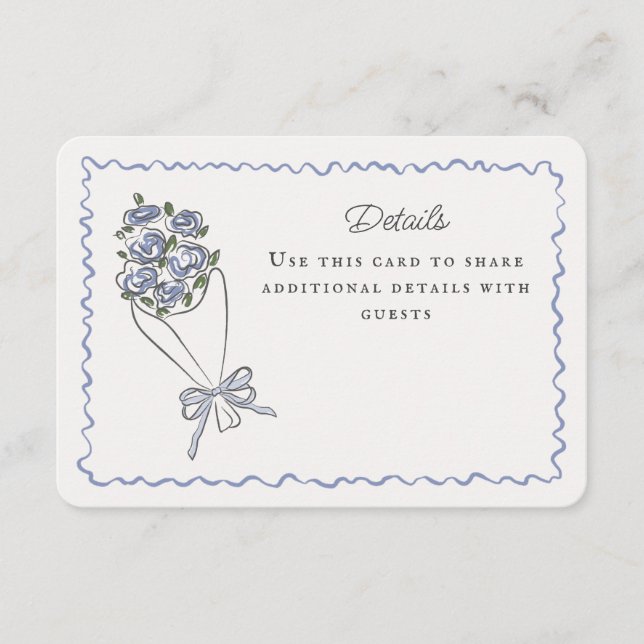 Tarjeta De Recepción Mercado de flores azules Detalles florales frescos (Anverso)