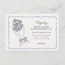 Tarjeta De Recepción Mercado de flores azules Inscripción floral fresca
