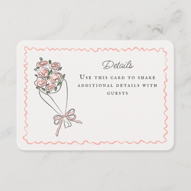 Tarjeta De Recepción Mercado de flores rosadas Detalles florales fresco (Anverso)