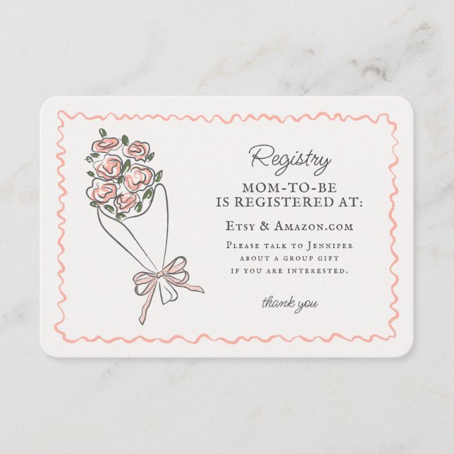 Tarjeta De Recepción Mercado de flores rosadas Inscripción de nuevo reg (Anverso)