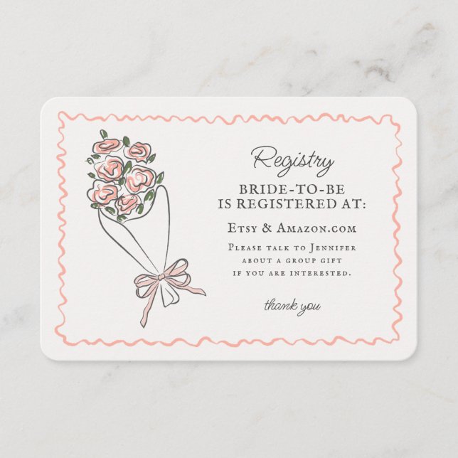 Tarjeta De Recepción Mercado de flores rosadas Inscripción de nuevo reg (Anverso)