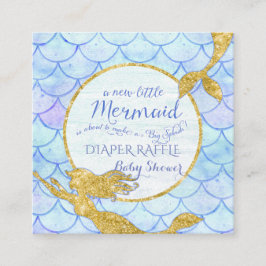 Tarjeta De Recepción Mermaid Baby Shower Diaper Raffle Gold Purpurina