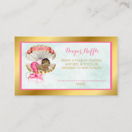 Tarjeta De Recepción Mermaid Diaper Raffle Shell afroamericano