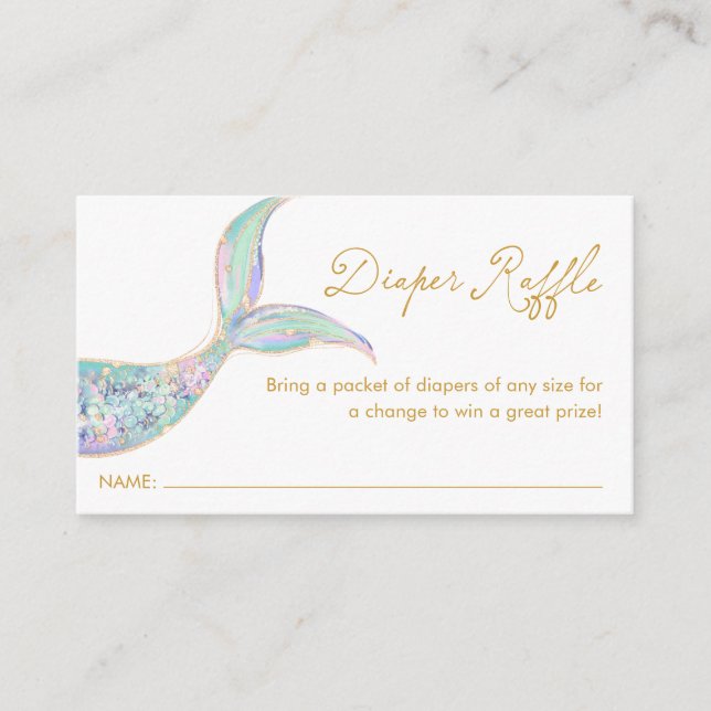 Tarjeta De Recepción Mermaid Diaper Raffle Ticket Enclosure Card (Anverso)