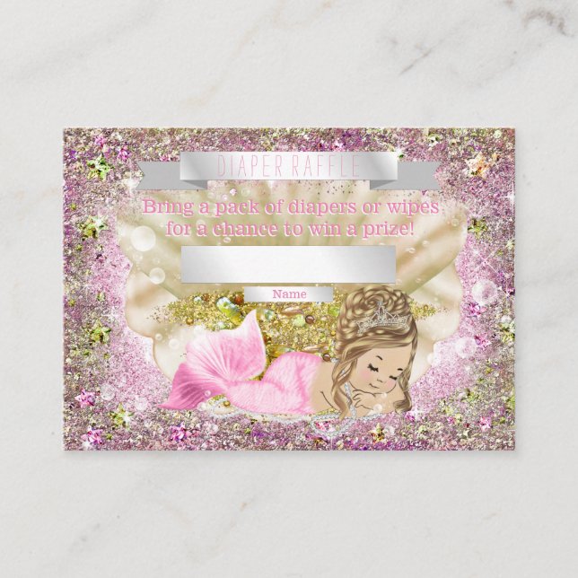 Tarjeta De Recepción Mermaid Diaper Raffle Tickets (Anverso)
