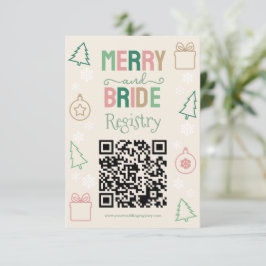 Tarjeta De Recepción Merry & Bride Christmas Bridal Shower Registry
