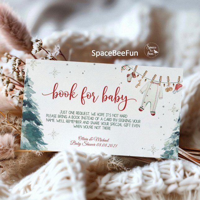 Tarjeta De Recepción Merry Little Baby Shower (Merry Little Baby Shower, enclosure card, diaper raffle, book for baby, holiday baby shower, Christm)