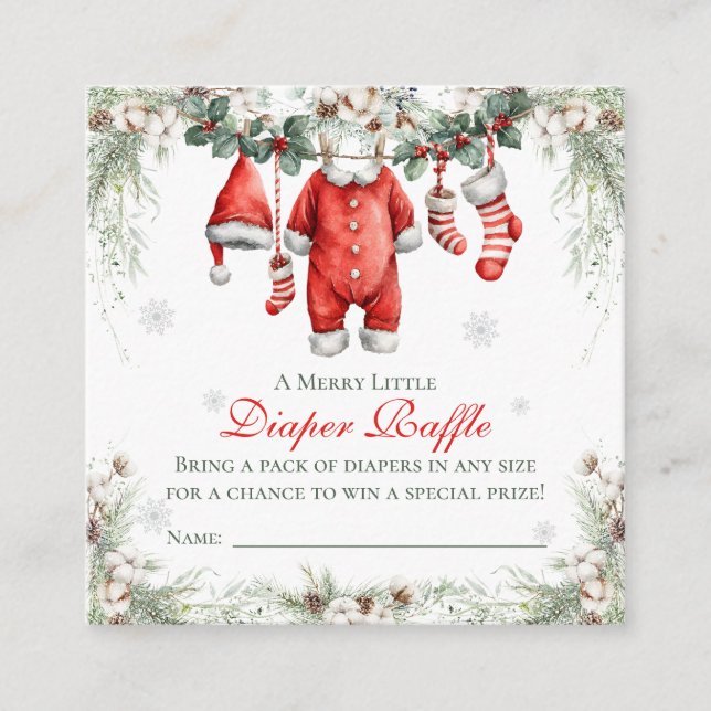 Tarjeta De Recepción Merry Little Baby Shower Diaper Raffle (Anverso)