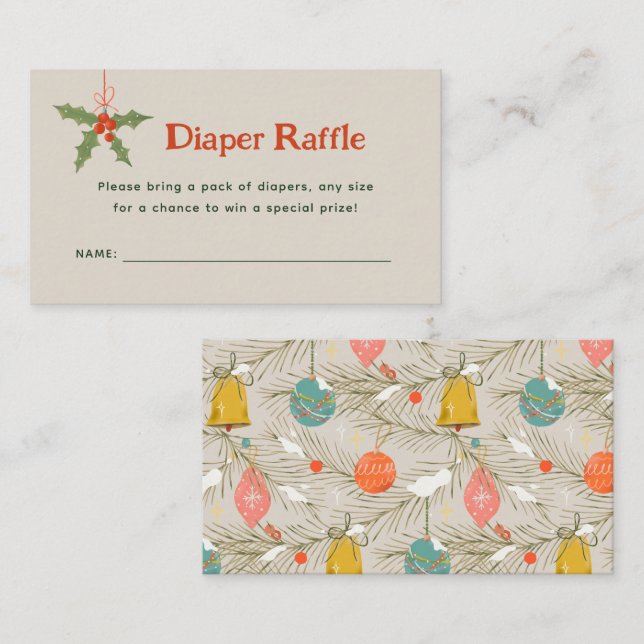 Tarjeta De Recepción Merry Little Baby Shower Diaper Raffle Cards (Anverso / Reverso)