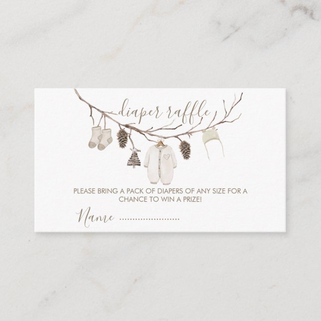 Tarjeta De Recepción Merry Little Christmas  Diaper Raffle Baby Shower  (Anverso)