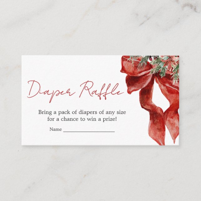 Tarjeta De Recepción Merry Little Navidades Baby Shower Diaper Raffle (Anverso)