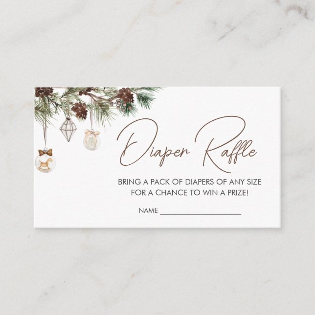 Tarjeta De Recepción Merry Little Navidades Baby Shower Diaper Raffle (Anverso)