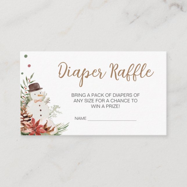 Tarjeta De Recepción Merry Little Navidades Baby Shower Diaper Raffle (Anverso)